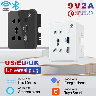 Akıllı Güç Ev Tuya 13A Outlet Wifi USB Çim Panelli Evrensel Duvar Fişi