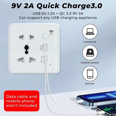 Akıllı Güç Ev Tuya 13A Outlet Wifi USB Çim Panelli Evrensel Duvar Fişi