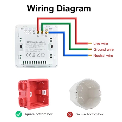 Akıllı Güç Ev Tuya 13A Outlet Wifi USB Çim Panelli Evrensel Duvar Fişi