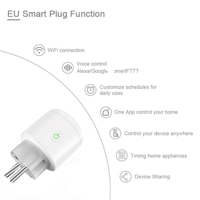 Glomarket Tuya Wifi AB Akıllı Fiş Kablosuz Ses Kontrolü Google Alexa ile Çalışın