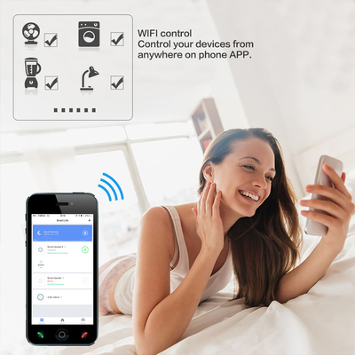 Tuya Wifi Elektrik Akıllı Priz ABD Standart 16A Kablosuz Uzaktan Kumanda