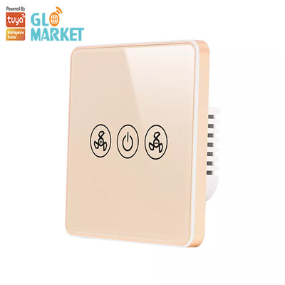 Glomarket Tuya Akıllı Wifi Fan Anahtarı AB Standardı Cam Dokunmatik Duvar Kablosuz Uzaktan Kumanda