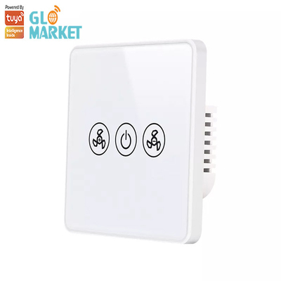 Glomarket Tuya Akıllı Wifi Fan Anahtarı AB Standardı Cam Dokunmatik Duvar Kablosuz Uzaktan Kumanda