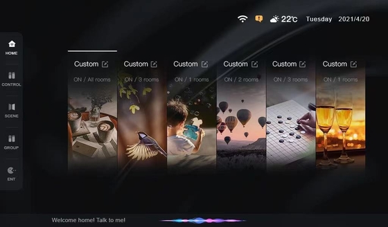 Çok İşlevli Akıllı Ev Paneli Müzik Sahnesi Dokunmatik Ekran Tuya Zigbee Ağ Geçidi 7 Inç