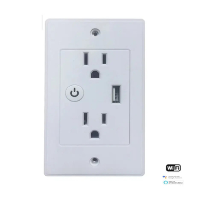 Tuya 2.4GHz Wifi Duvar Prizi Elektrik Akıllı Priz, 1 USB Bağlantı Noktalı