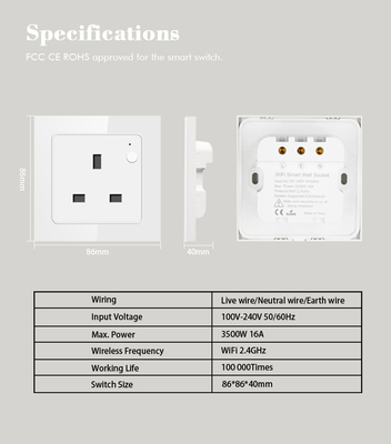 Tuya Wifi Akıllı 16 Amp Priz İngiltere Uzaktan/Sesle Kontrol Cam Panel Akıllı Elektrik Prizi