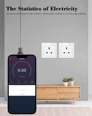 Tuya Wifi Akıllı 16 Amp Priz İngiltere Uzaktan/Sesle Kontrol Cam Panel Akıllı Elektrik Prizi