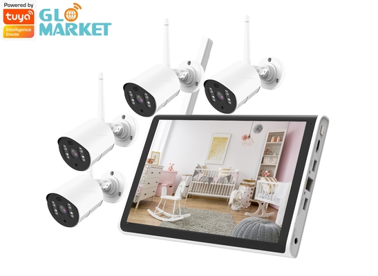 Glomarket Smart Tuya Wifi NVR Kiti 4CH Kamera 1080P 10.1 İnç LCD NVR Kiti