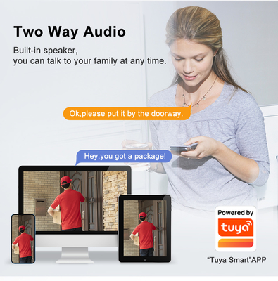 Tuay Akıllı Sesli Kapı Zili Wifi HD 1080p IP65 Su Geçirmez PIR Dahili Pil İki Yönlü