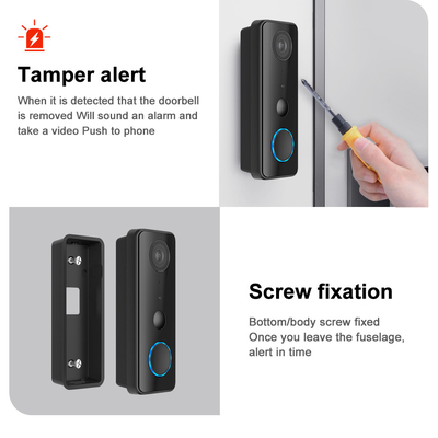 Tuay Akıllı Sesli Kapı Zili Wifi HD 1080p IP65 Su Geçirmez PIR Dahili Pil İki Yönlü