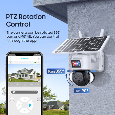 Glomarket 12X ZOOM floodlight Güneş bataryası PTZ 6MP Kamera Akıllı Wifi / 4G Ubox Güvenlik Kamerası