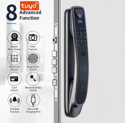 Tuya yüz tanıma akıllı kapı kilidi WiFi/zigbee parmak izi/parmak damarı opsiyonel kedi gözü yakalama