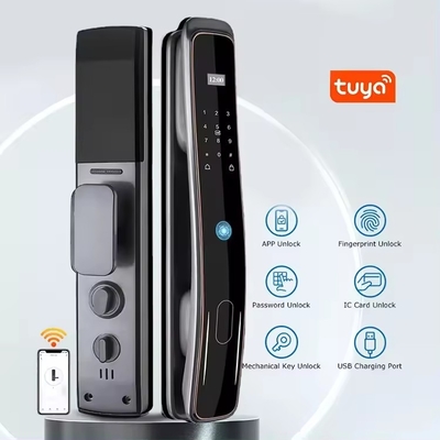 Glomarket Tam Otomatik Tuya Wifi Akıllı Kapı Kilitli Cep Telefon Kontrolü Parmak izi Dijital Parola Akıllı Kilitli Kamera