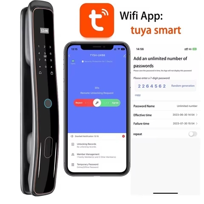 Glomarket Tam Otomatik Tuya Wifi Akıllı Kapı Kilitli Cep Telefon Kontrolü Parmak izi Dijital Parola Akıllı Kilitli Kamera