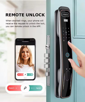 Glomarket Tam Otomatik Tuya Wifi Akıllı Kapı Kilitli Cep Telefon Kontrolü Parmak izi Dijital Parola Akıllı Kilitli Kamera