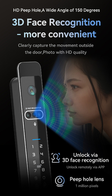 Glomarket Tuya 3d Face Cerradura Akıllı Otomatik Elektrikli Wifi Kamera Parmak izi Dijital Akıllı Kapı Kilit