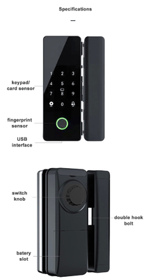 Glomarket Tuya Akıllı Cam Kapı Kilit Biometrik Parmak izi BLE Akıllı Elektronik Kilit Ofis için Cam kapı