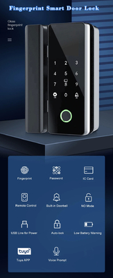 Glomarket Tuya Akıllı Cam Kapı Kilit Biometrik Parmak izi BLE Akıllı Elektronik Kilit Ofis için Cam kapı