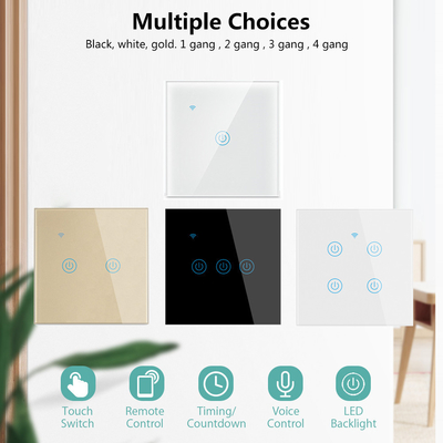 Glomarket EU 1/2/3/4 Gang Tuya Akıllı Değiştirme Işık Alexa Ses Kontrolü Dokunmatik Cam Duvar Kablosuz WiFi Elektrikli Değiştirme