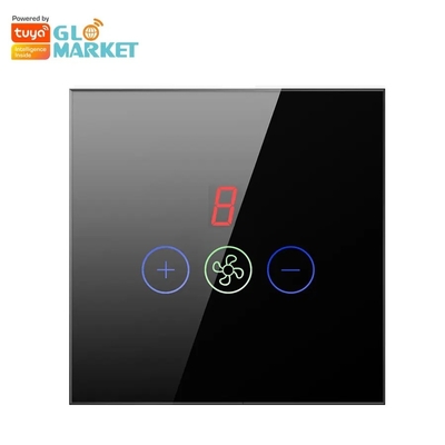Glomarket Tuya Akıllı Wifi Tavan Fan Değiştiricisi Eu Standart Cam Dokunmatik Duvar Uygulaması Uzaktan Kontrol Elektrikli Fan Hız Değiştiricisi