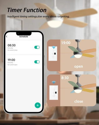 Glomarket Tuya Akıllı Wifi Tavan Fan Değiştiricisi Eu Standart Cam Dokunmatik Duvar Uygulaması Uzaktan Kontrol Elektrikli Fan Hız Değiştiricisi