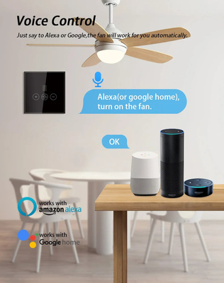 Glomarket Tuya Akıllı Wifi Tavan Fan Değiştiricisi Eu Standart Cam Dokunmatik Duvar Uygulaması Uzaktan Kontrol Elektrikli Fan Hız Değiştiricisi