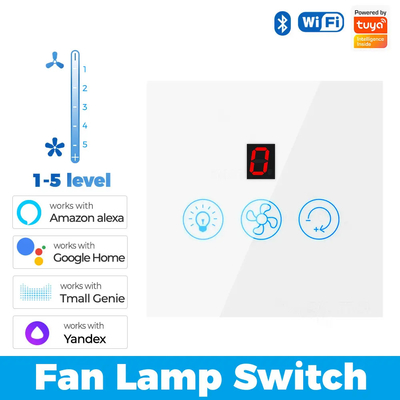 Glomarket Tuya Wifi Fan Light Switch Touch 3 In 1 Switch 5 Hız Düzenleme Tavan Fan Switch For Alexa Google Home