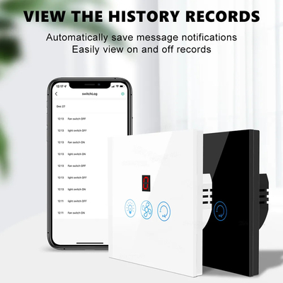 Glomarket Tuya Wifi Fan Light Switch Touch 3 In 1 Switch 5 Hız Düzenleme Tavan Fan Switch For Alexa Google Home