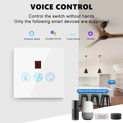 Glomarket Tuya Wifi Fan Light Switch Touch 3 In 1 Switch 5 Hız Düzenleme Tavan Fan Switch For Alexa Google Home
