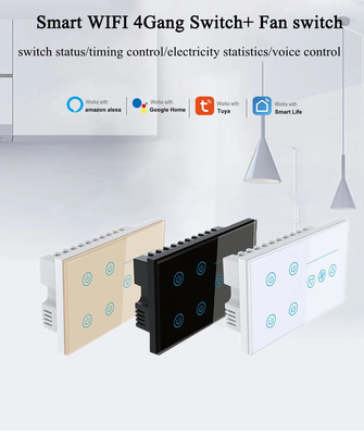 Glomarket Tuya Akıllı Duvar Dokunmatik Değiştiricisi Cam Panel Elektrikli Işık Ve Fan Değiştiricisi Akıllı Yaşam Alexa Ses Kontrolü