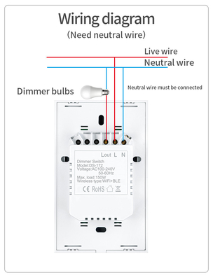 Glomarket ABD Standart Dimmer Kablosuz Değiştirme Elektrikli Akıllı Değiştirme Akıllı Duvar Dimmer Işık Değiştirme Akıllı Ev Otomasyon