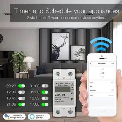 Glomarket Wifi Tuya/Smart Life App Uzaktan Kumanda Akıllı Devre Koruyucusu Relay Cihaz Kapatıcı Enerji Meter