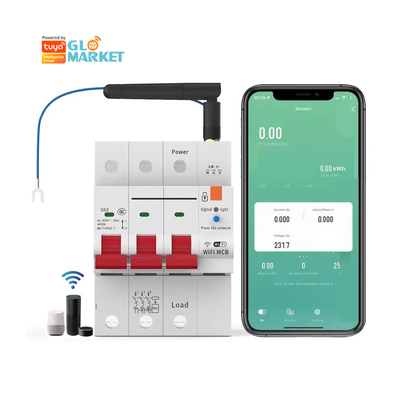 Glomarket Wifi devre kesici Akıllı anahtar Tuya Akıllı 1p 2p 3p 4p Akıllı Ev Sistemi Elektrikli devre 4P MCB Akıllı kesici