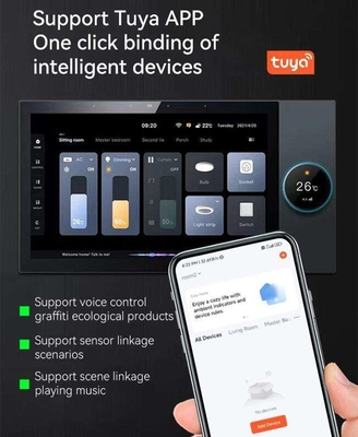 Glomarket Tuya 10 Inch Merkezi Kontrol Paneli Müzik Çalan 2 Gang Relay 2 Way Hoparlörler Çok fonksiyonel Akıllı Ev Ürünleri